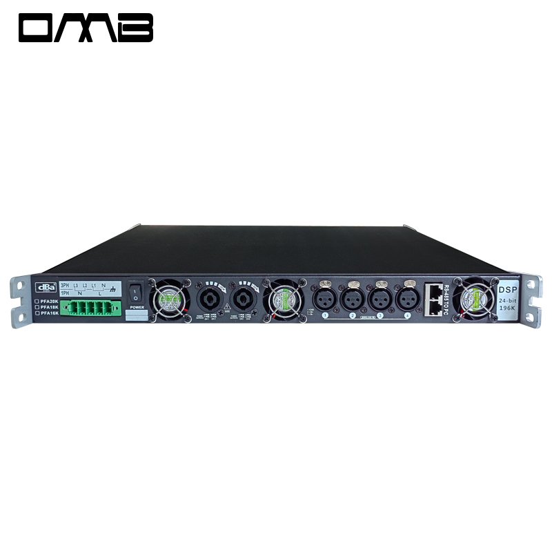 Premium 18000W 4-Channel Class D Amplifier with DSP (96K Sampling), Variable Power Supply, PFC, SRM PFA16K