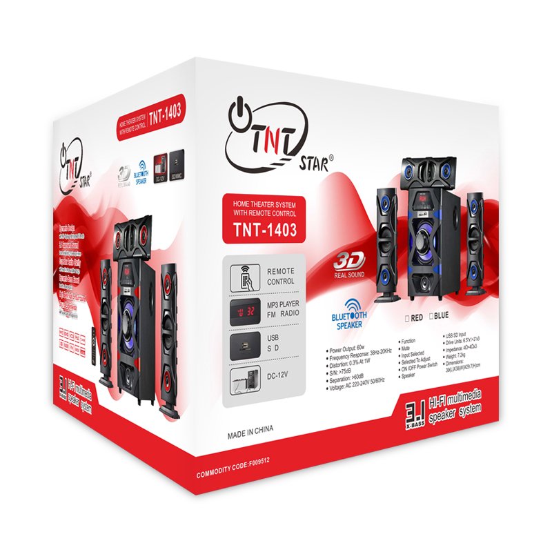 TNTSTAR TNT-1403 3D REAL SOUND HI-FI MULTIMEDIA SPEAKER SYSTEM X-BASS HOME THEATER SYSTEM WITH REMOTE CONTROL