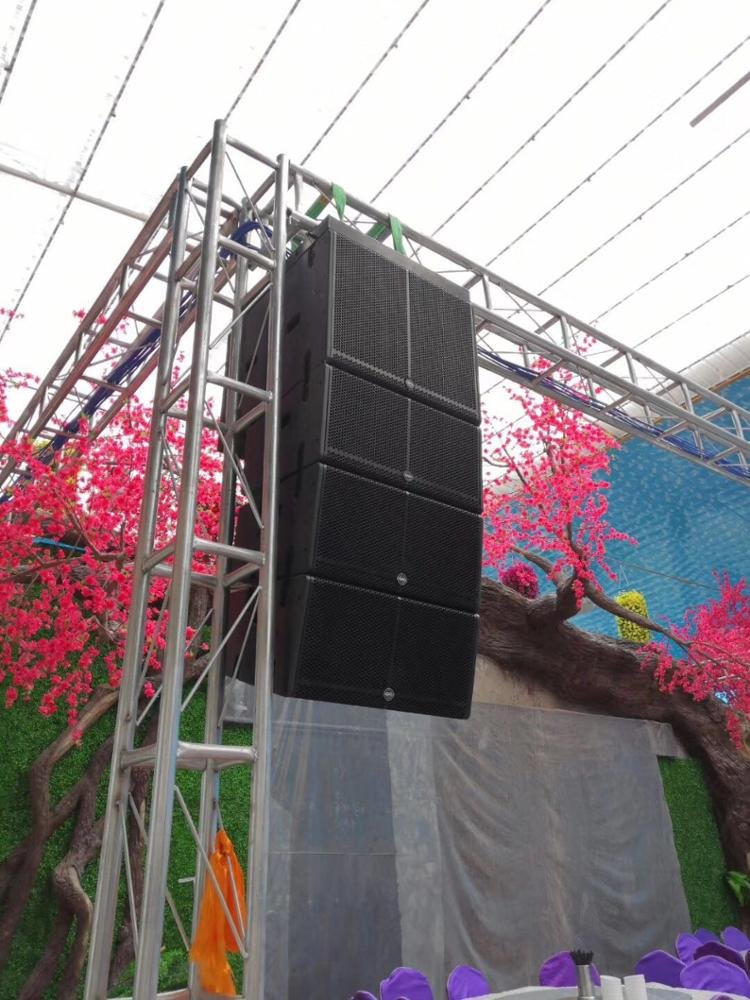 dual 8 inch line array speaker with 18 inch subwoofer built in amplifier and DSP+mixer, mic