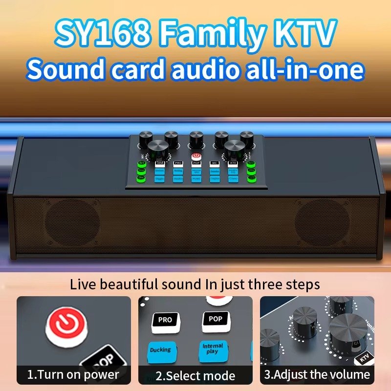 SY168 Sound Equipment Dual Mixer Professional Sound Card Microphone Machine For Family Ktv