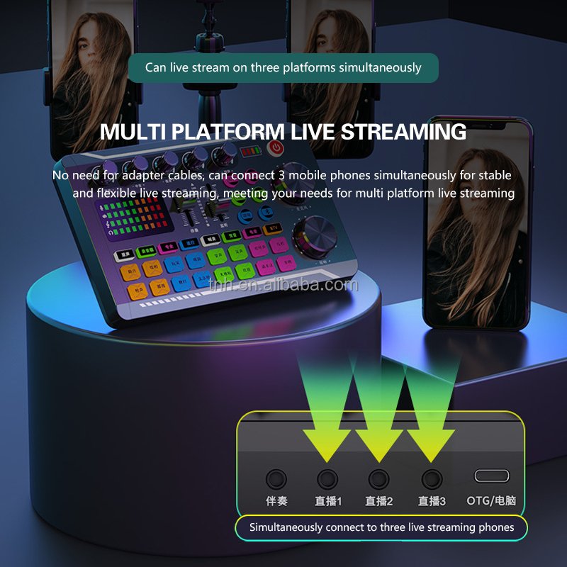 SC-F998 Audio Mixer Bluetooth Sound Card Equipment Wireless live sound card Set For Tiktok Mobile Phone Computer