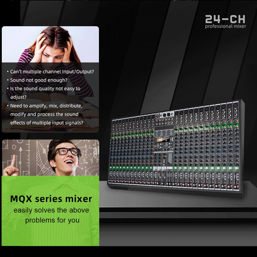 MQX24 199DSP Professional Audio Mixer Console 24 Channel Sound Card Mixer Sound System Mixer