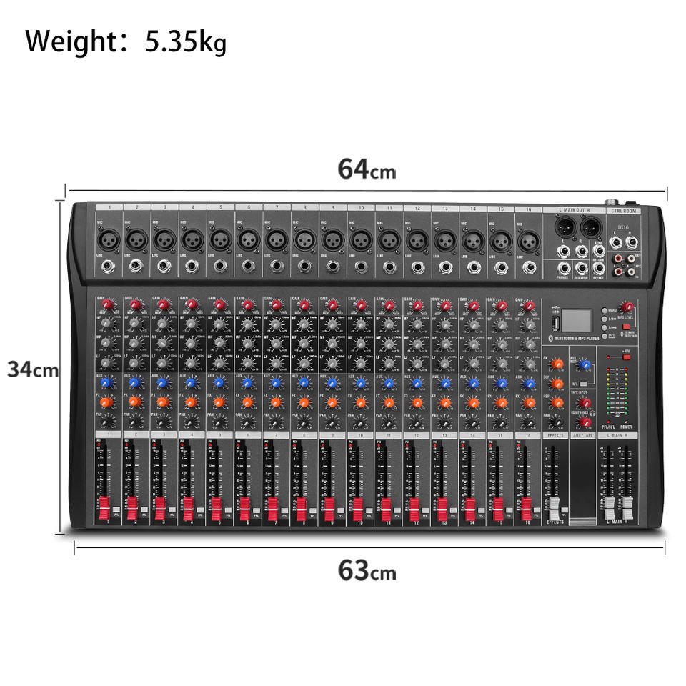 OEM DX16 Professional 16 Channel Dj Controller USB Audio Mixer For Guitar Electronic Organ Pure Power Amplifier