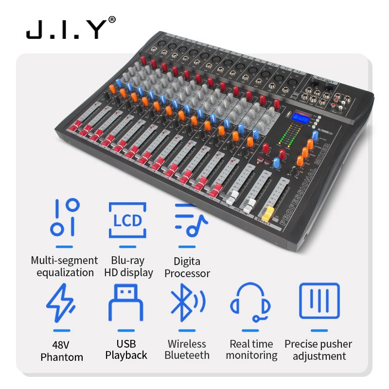 Wholesale 12 Channel Sound Audio Console Mixer Stage Controller Digital DJ Console Home KTV Audio Mixer