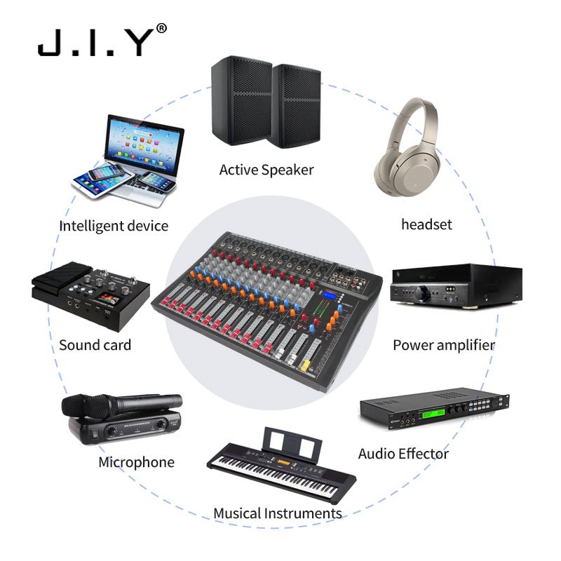 Wholesale 12 Channel Sound Audio Console Mixer Stage Controller Digital DJ Console Home KTV Audio Mixer