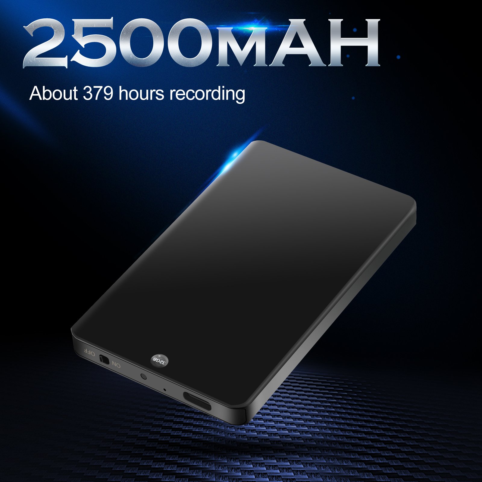 V66 HiFi Voice Recording Device Easy Operation 2500mAh OTG Function MP3 Music Player Dictaphone Digital Audio Voice Recorder