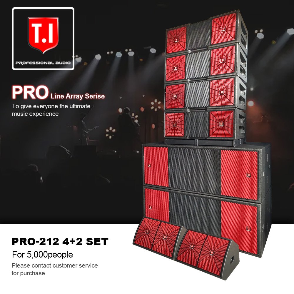 Newly Designed 1200W Powerful Outdoor Sound System New Twin 12-Inch Three-Wire Array Speaker with 21\" Subwoofer and 1200W Bass