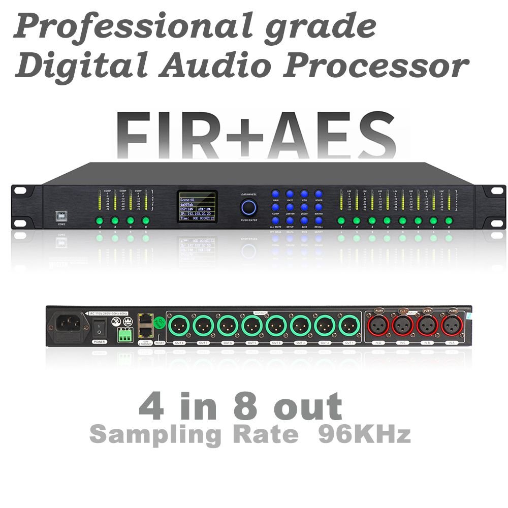 Audio Sound Processor 4 In 8 Out Audio Processor Dsp FIR Audio Equipment Effects Professional Digital Audio Processor