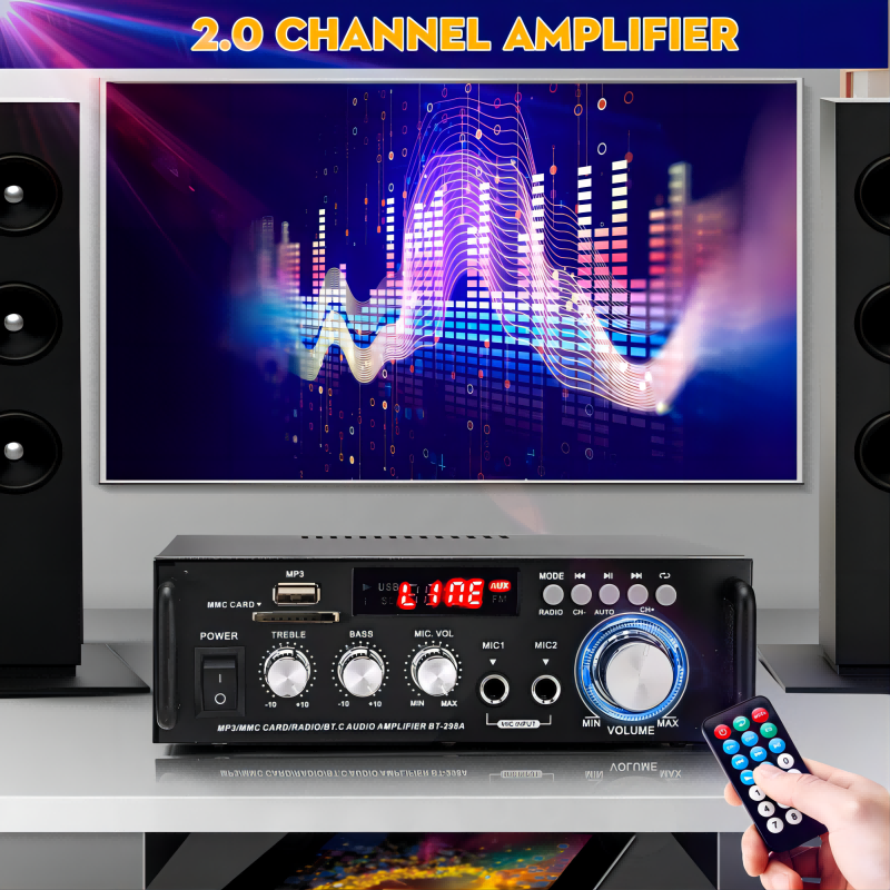 BT-298A 300W*2 Digital HIFI Audio Stereo Power Amplifier Audio Display MP3 FM Radio Karaoke Woofer Car BT Amplifier Board