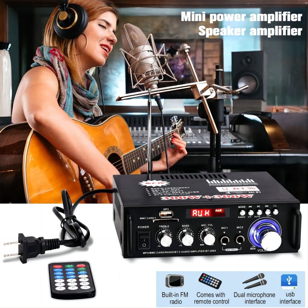 BT-298A 300W*2 Digital HIFI Audio Stereo Power Amplifier Audio Display MP3 FM Radio Karaoke Woofer Car BT Amplifier Board