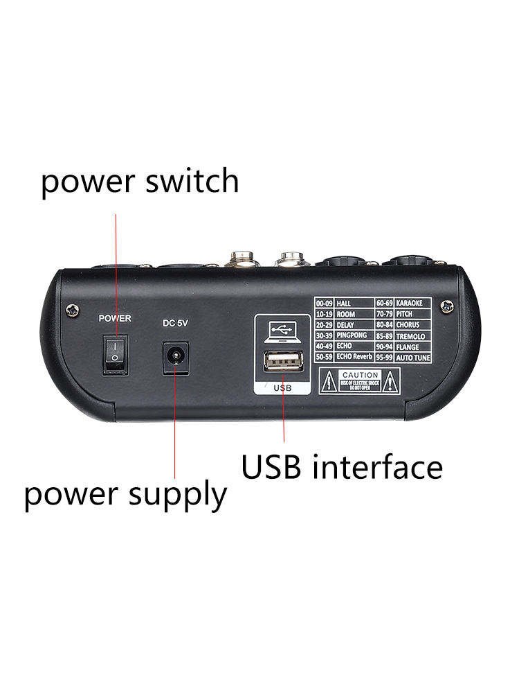 Mesa de Som 6 Canal, 99DPS + EQ + Bluetooth + USB +48V power supply number live performance mixer