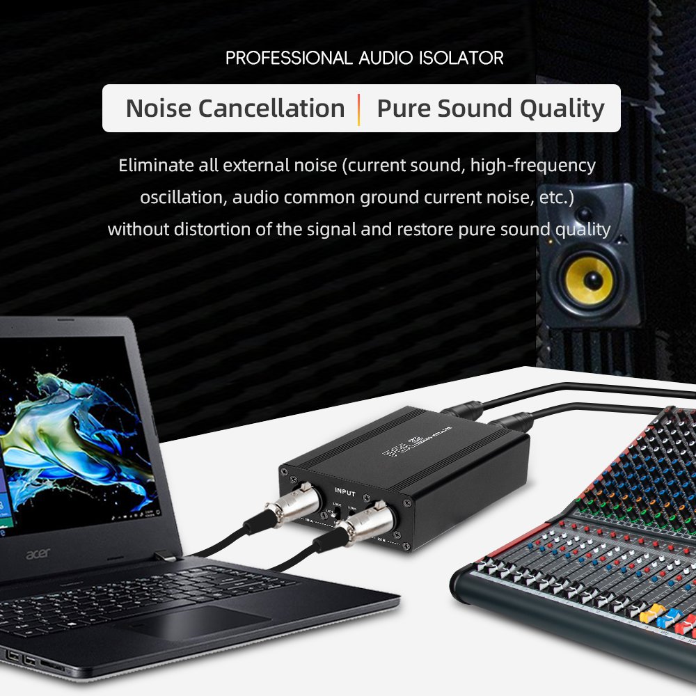 Portable Audio Noise Isolator Eliminate current sound noise, two-channel passive grade audio isolator for outdoor performances