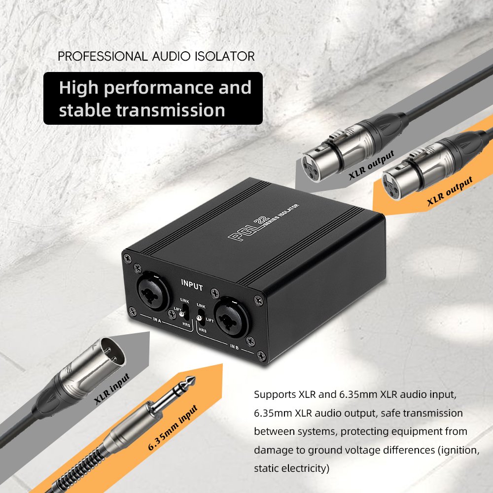 Portable Audio Noise Isolator Eliminate current sound noise, two-channel passive grade audio isolator for outdoor performances
