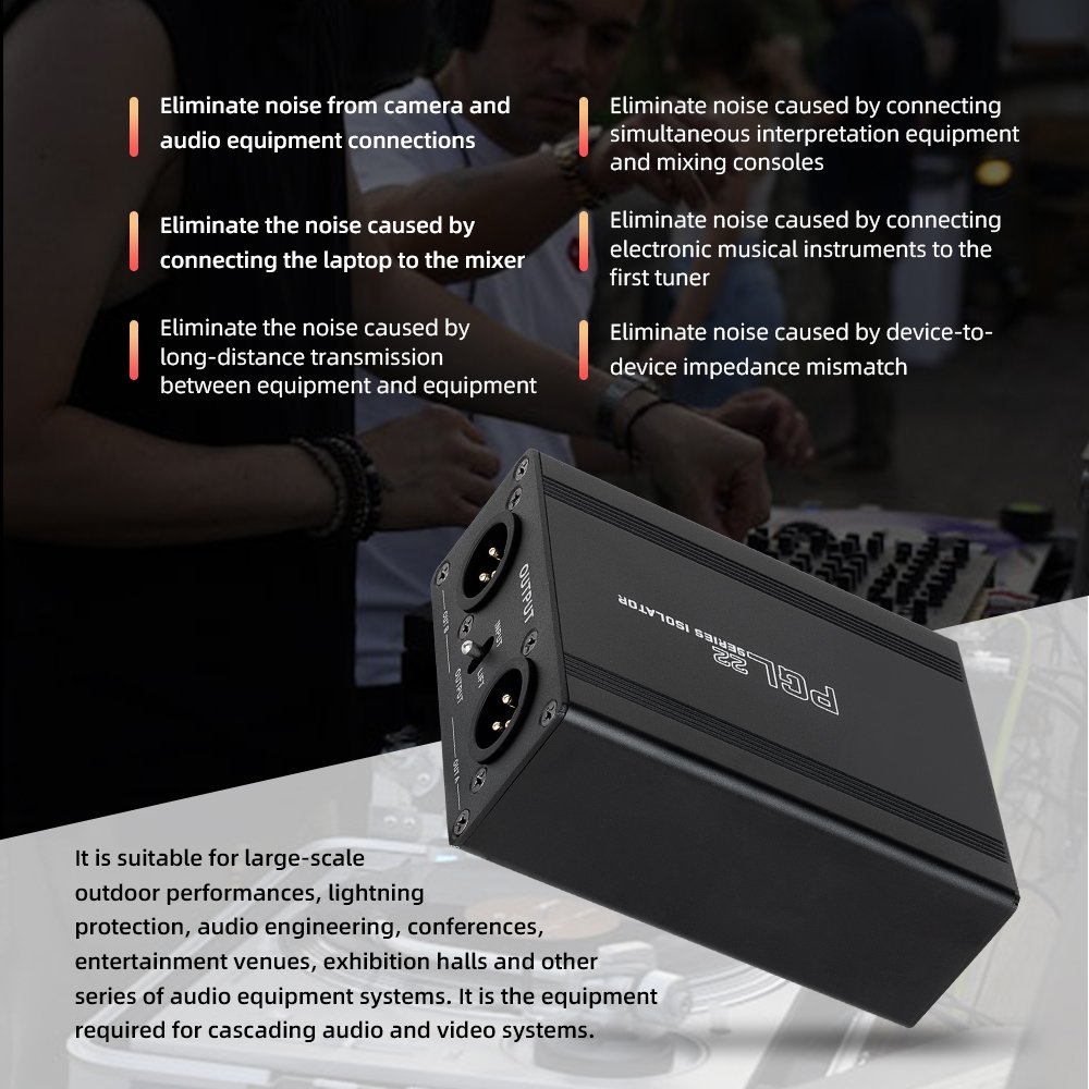 Portable Audio Noise Isolator Eliminate current sound noise, two-channel passive grade audio isolator for outdoor performances