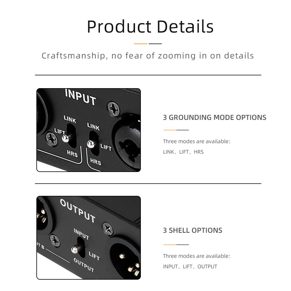 Portable Audio Noise Isolator Eliminate current sound noise, two-channel passive grade audio isolator for outdoor performances