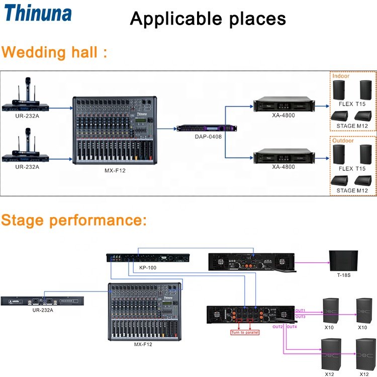 Thinuna XA-4800 2U Sound System 8 Ohm 800 Watts Class AB Power Amplifiers Types 4 Channel Professional Power Amplifier 10000q