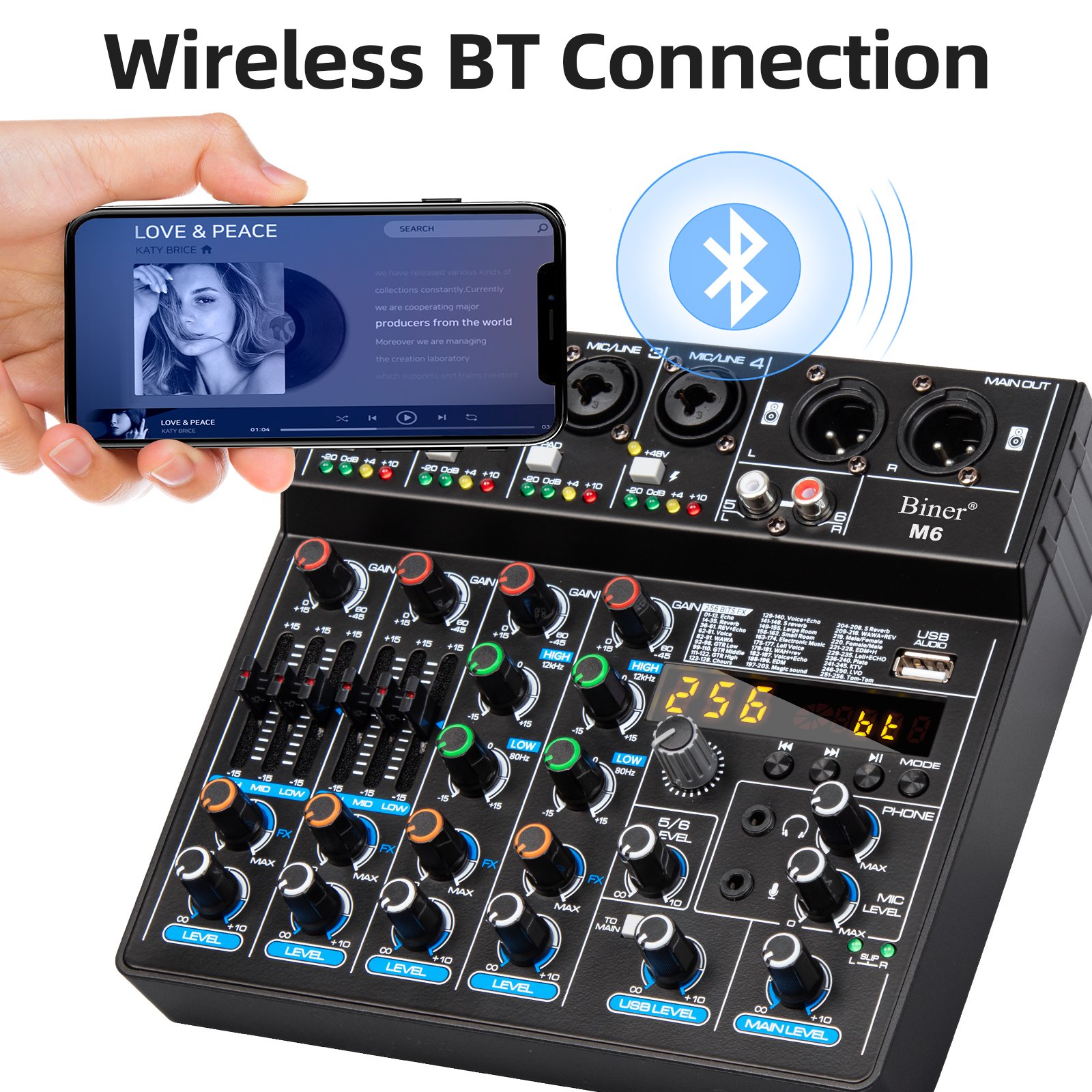 High Quality 256 Effect Table Mini Bluetooth Audio Sound Cards & Mixers