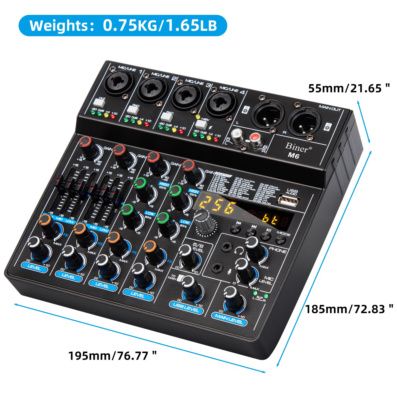 High Quality 256 Effect Table Mini Bluetooth Audio Sound Cards & Mixers