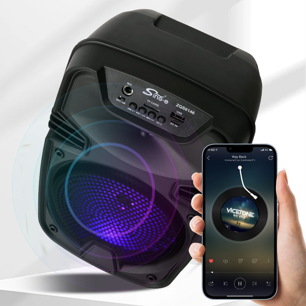Sing-e ZQS6146 TWS Bluetooth Party 6.5 Inch Woofer Wireless Sound Equipment Amplifier Bass Plastic Mic Box Theatre DJ Use