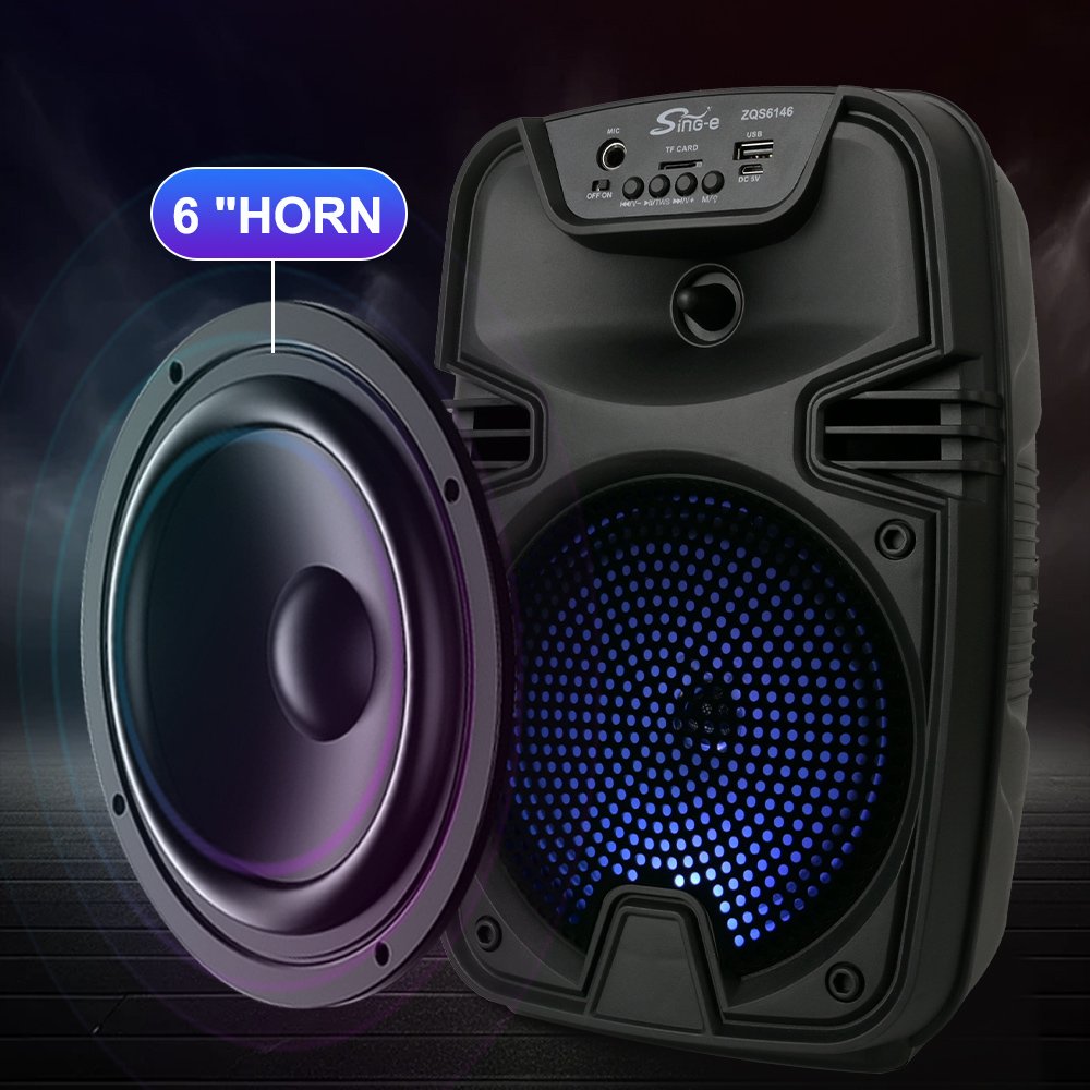 Sing-e ZQS6146 TWS Bluetooth Party 6.5 Inch Woofer Wireless Sound Equipment Amplifier Bass Plastic Mic Box Theatre DJ Use