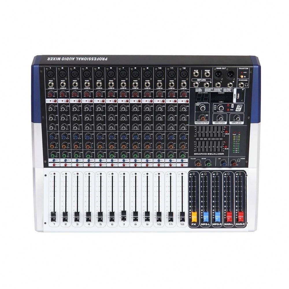 Professional 12 Channels Audio Mixer amplifier console mixer Built in 99 DSP effects USB Connection for stage performance