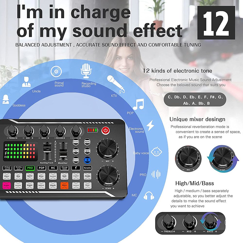F998 Sound Card cantilever microphone set recording karaoke Live podcast equipment studio professional microphone for phone