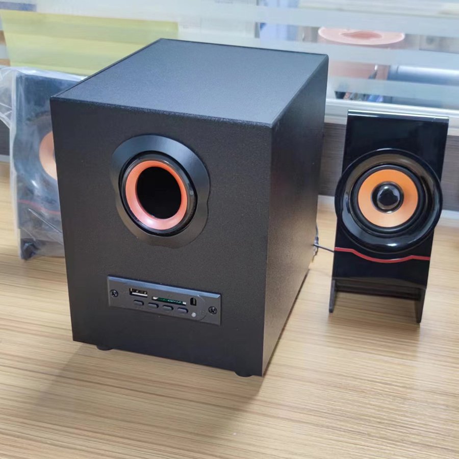 3 horns Wooden pc computer speaker 3d surround bass 2.1 wireless audio amplifiers factory price