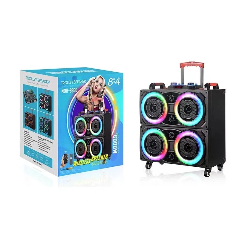 Music Sound Equipment Amplifier Stage Monitor Active Multifunction Trolley Speaker Professional With U-segment Dual Wireless Mic