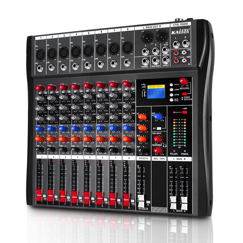 KAIKA CT8-2 Professional DJ Audio Interface Mixer 8 channels stereo music console for music event power mixing console