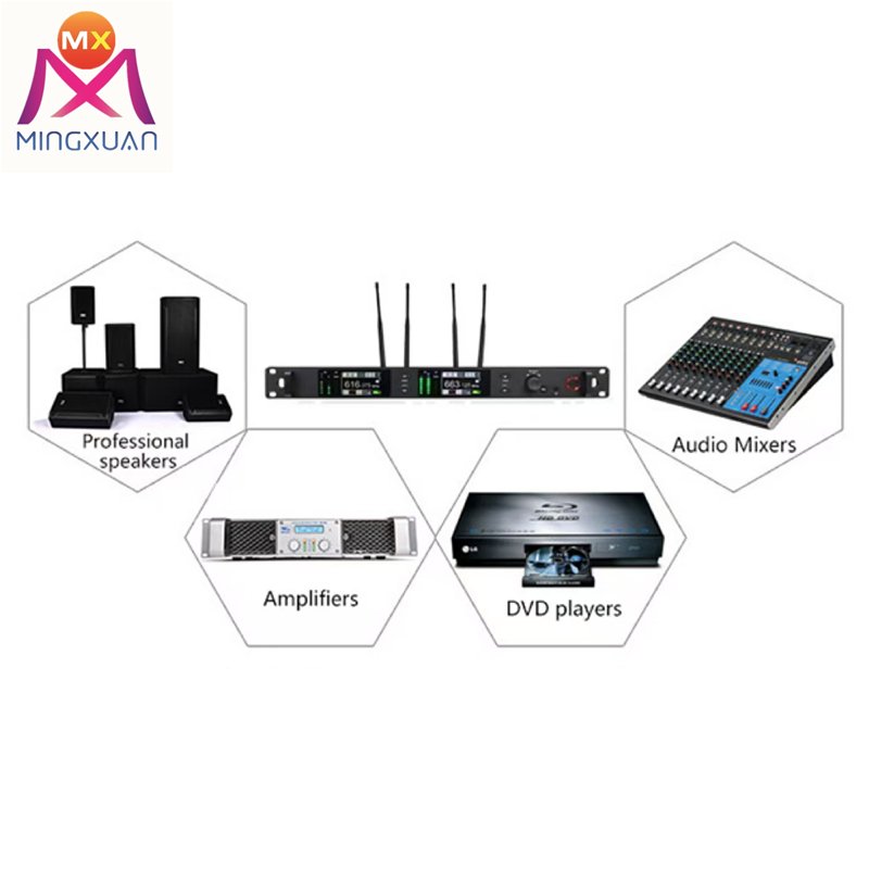 Wireless True Diversity Dual Microphone Uhf Professional conferences speeches Black Metal