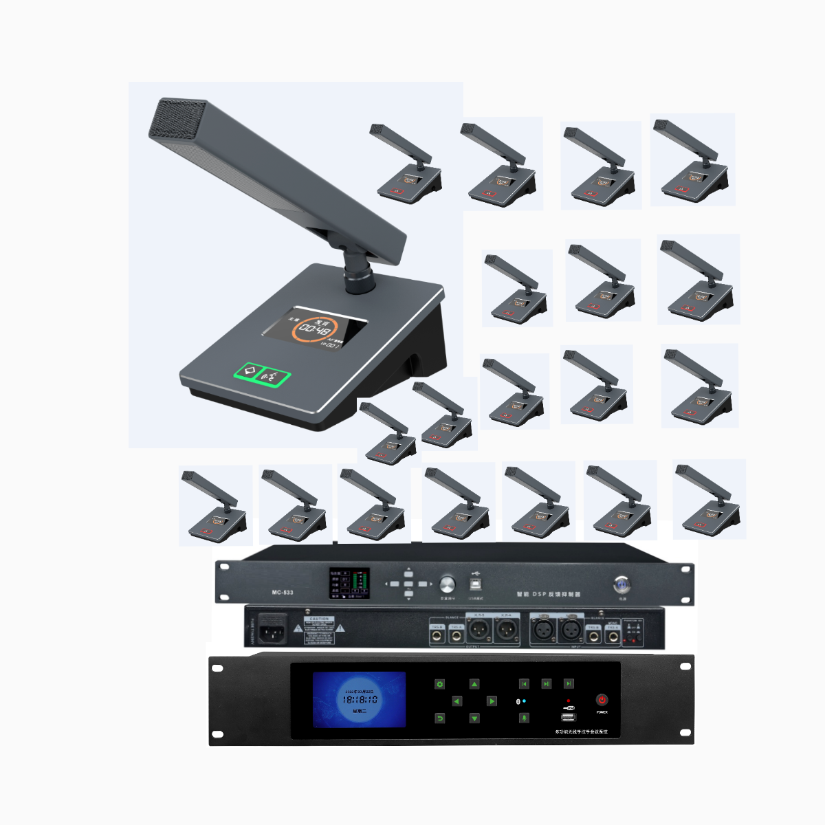 VD-8310 Professional 22pc sets UHF wireless conference system for 20 people camera video tracking conference feedback Suppressor