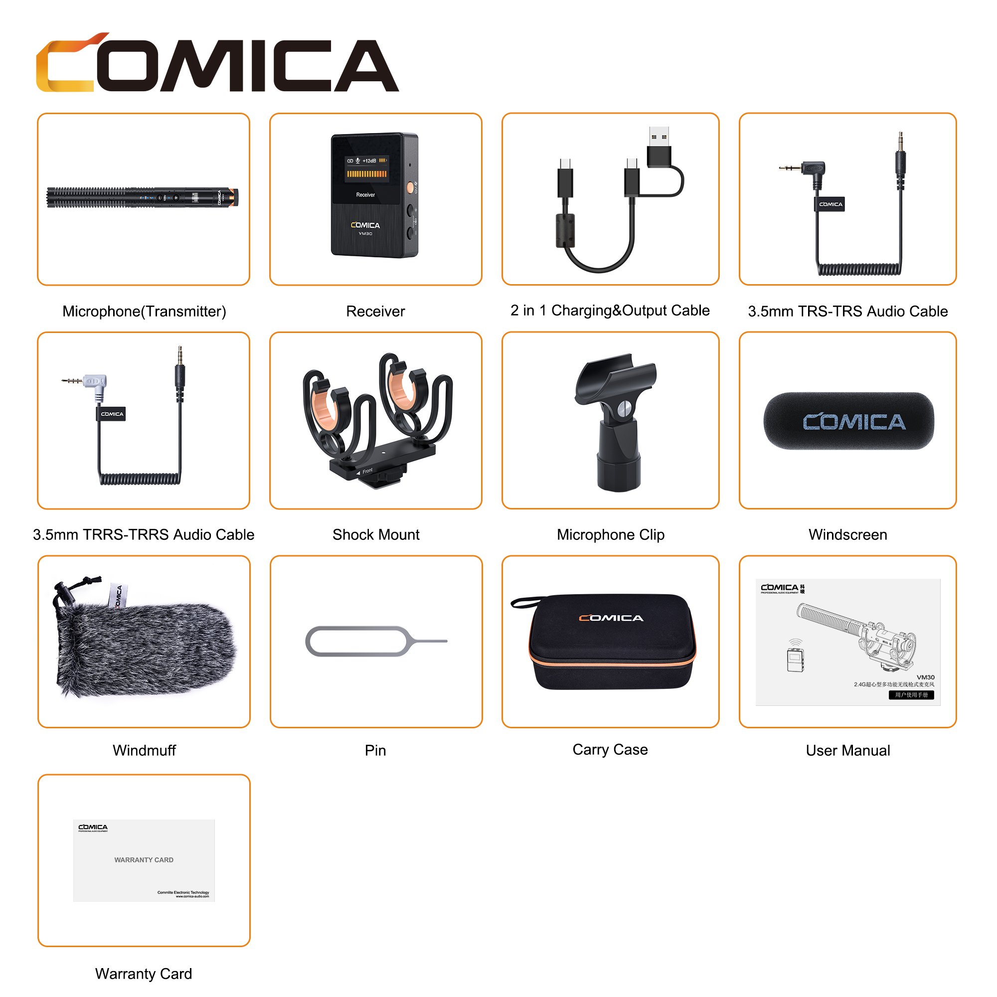 Professional shotgun Mic 2.4g Condenser Microphone Wireless Recording Wireless Recording Mic for Camera Smartphone Computer