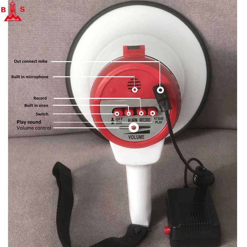 XB-11S 30 watt professional megaphone bullhorn megafono with talk siren volume control record and detachable handheld mic