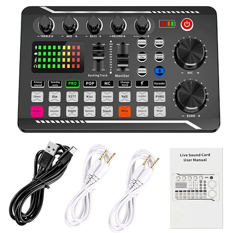 Universal 998 Sound Card for Live Streaming Mobile Phone Computer Anchor Recording Studio Sound Mixer for BM800 LGT 240