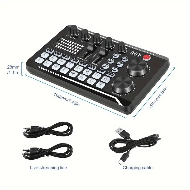 Universal 998 Sound Card for Live Streaming Mobile Phone Computer Anchor Recording Studio Sound Mixer for BM800 LGT 240