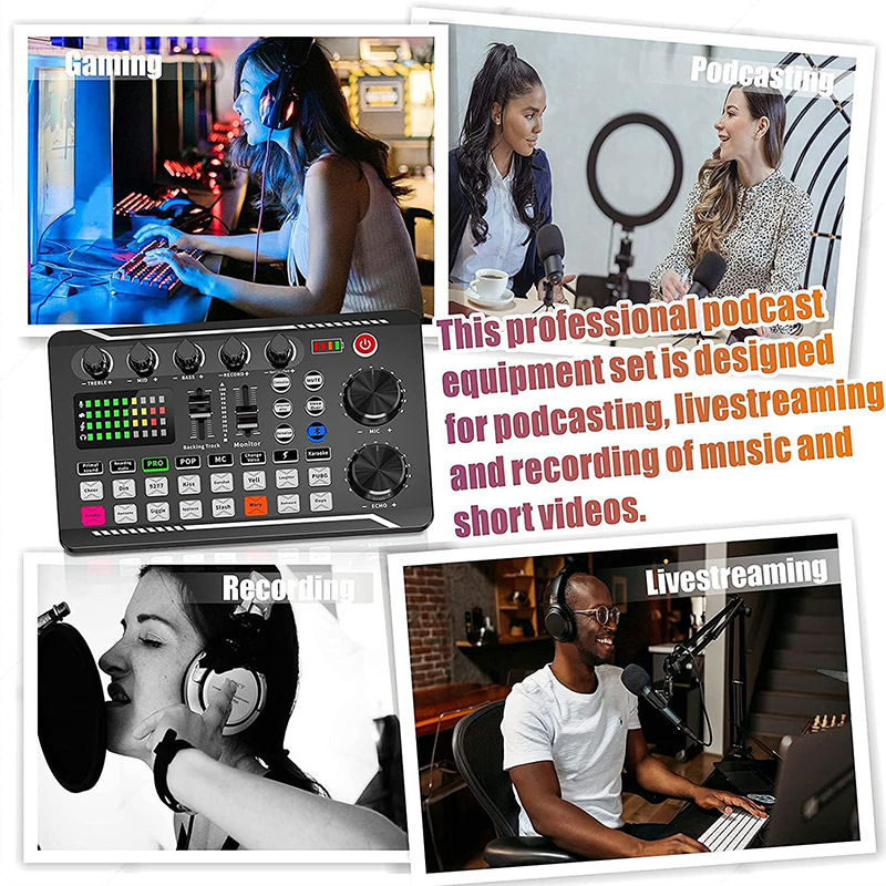 Universal 998 Sound Card for Live Streaming Mobile Phone Computer Anchor Recording Studio Sound Mixer for BM800 LGT 240