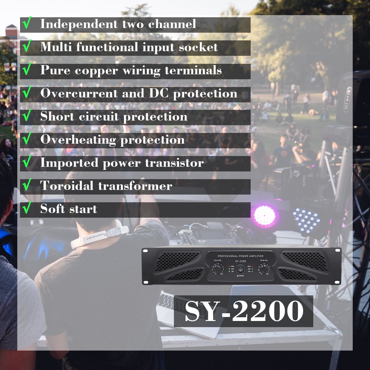 Hot Sale Professional Power Amplifier 2 Channel Class Ab Sound Equipment System For Stage Performance Commercial
