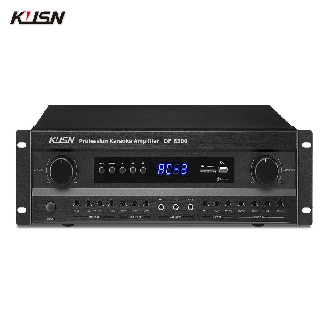 250W+250W 8 Ohm Professional Digital Karaoke Power Amplifier Sound DSP feedback Suppression PA System with USB Bluetooth