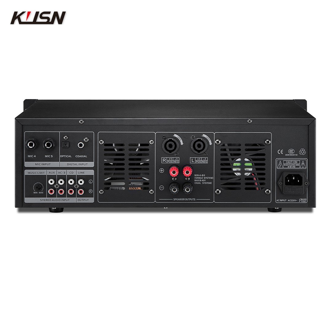 250W+250W 8 Ohm Professional Digital Karaoke Power Amplifier Sound DSP feedback Suppression PA System with USB Bluetooth