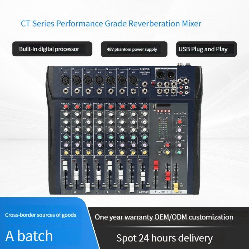 TEBO Factory Supply Support customization 4/6/8 channel 48v mixer digital audio mixer