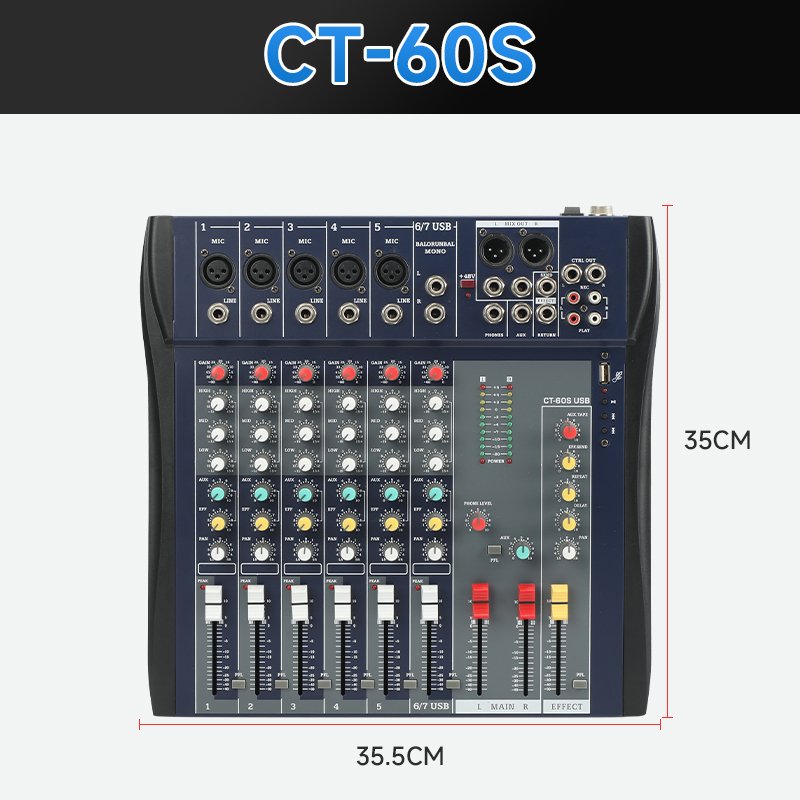 TEBO Factory Supply Support customization 4/6/8 channel 48v mixer digital audio mixer