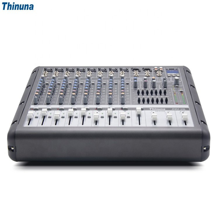 Thinuna PMX-H Professional 8 Channel Audio DJ Mixer with Blueteeth Sound Mixer Audio Karaoke Phantom 48V Powered Amplifier Mixer