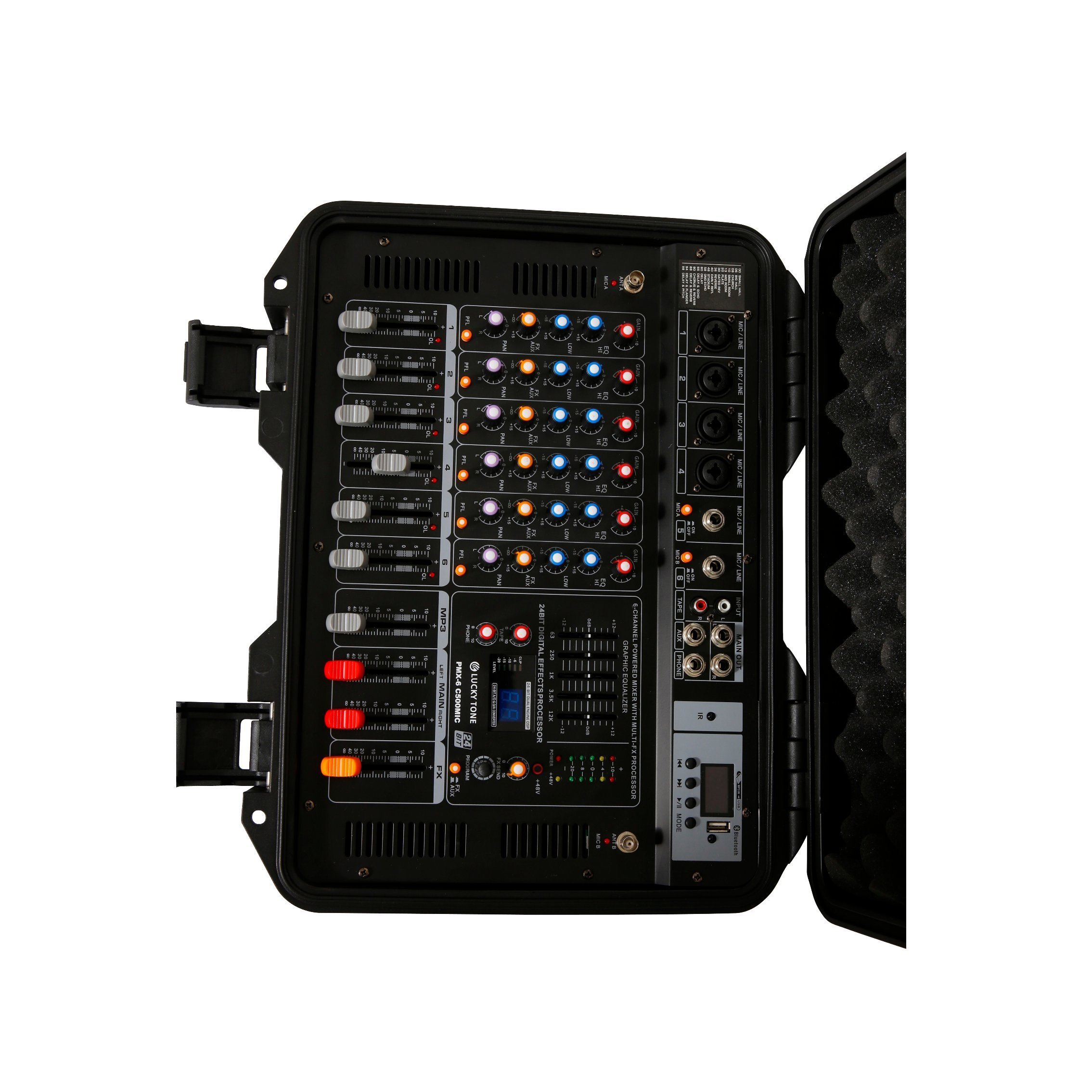 Professional Sound System Powered Audio Mixer with MP3, USB, Bluetooth Pmx-6 C500 Mic Mixer