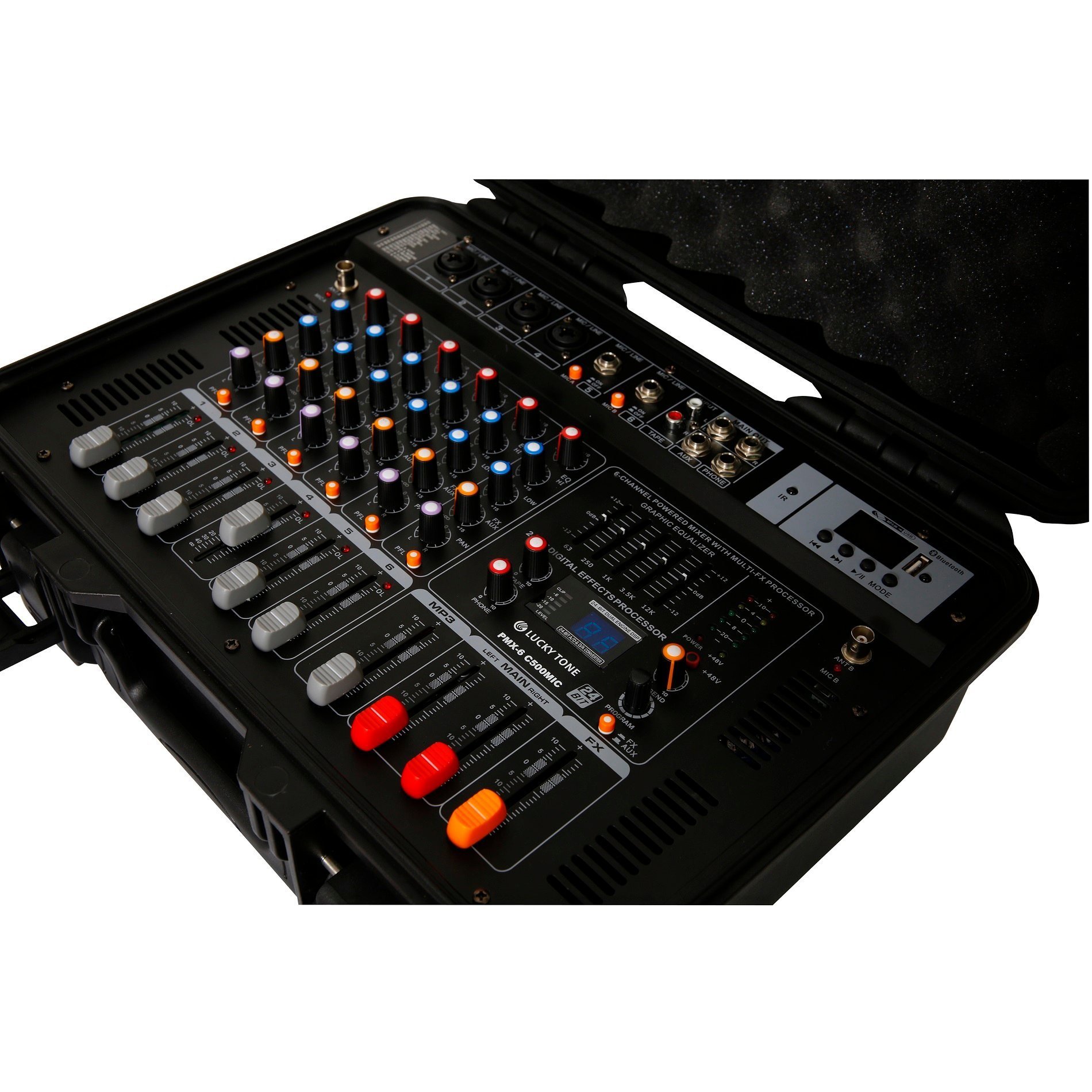Professional Sound System Powered Audio Mixer with MP3, USB, Bluetooth Pmx-6 C500 Mic Mixer