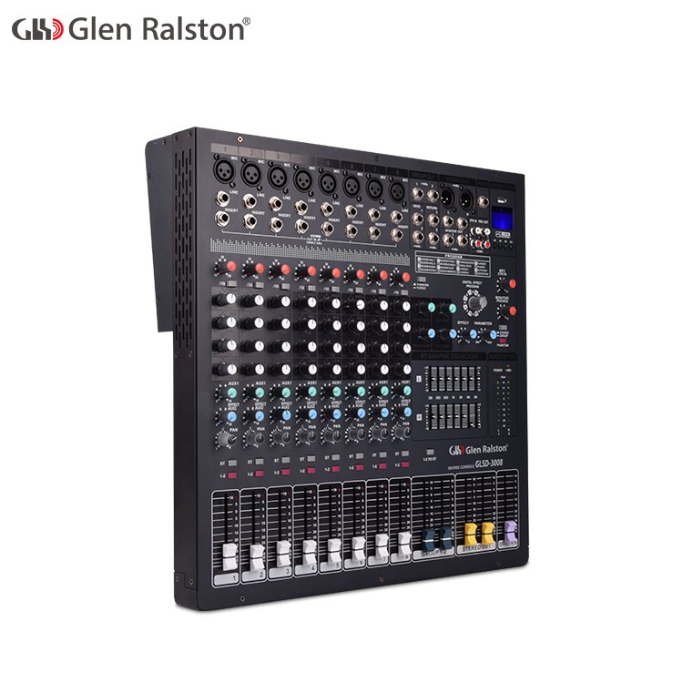 Glen Ralston 8 channel professional audio mixer with USB DJ sound mixing console AUX recording stage equipment