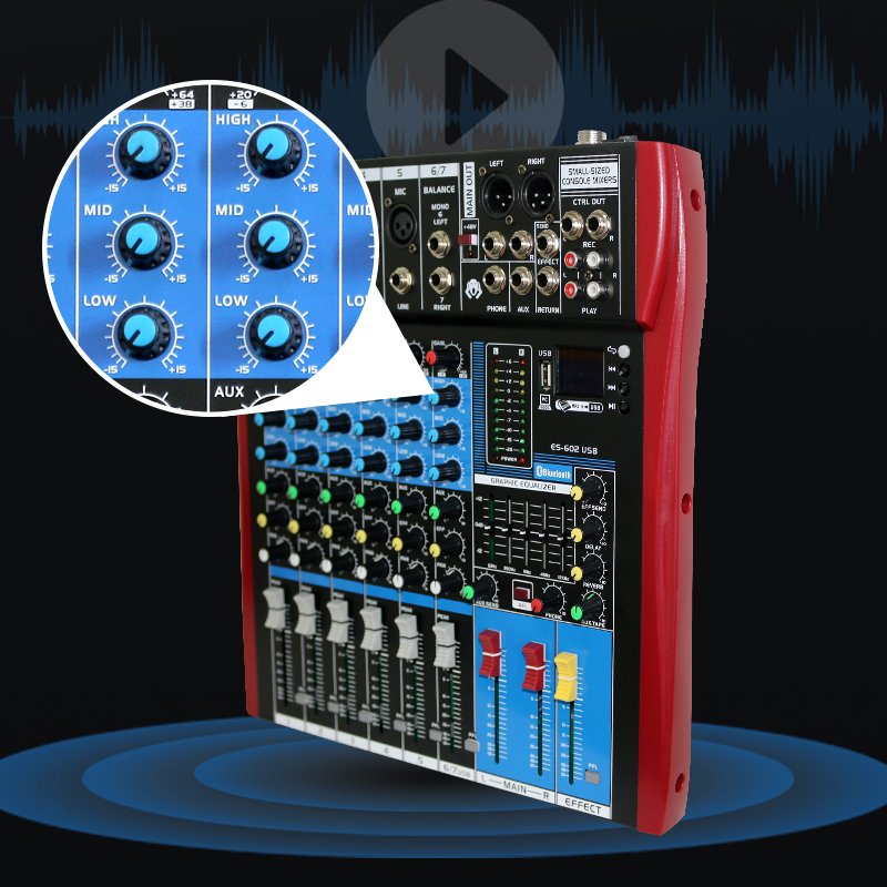 Wholesale Ultra Low-Noise 6-Channel Line Audio Mixer Console for Sub -Mixing Mini Audio Mixer for Small Club