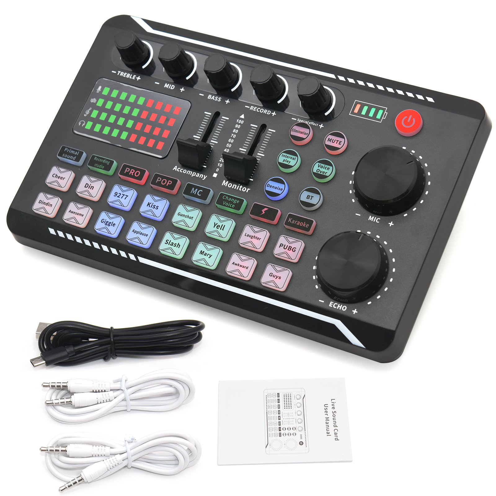 1 Set Professional BM800 Microphone F998 Sound Card Mixer Kits for Live Voice Mixing Console Amplifier Audio Mixer DJ Equipment