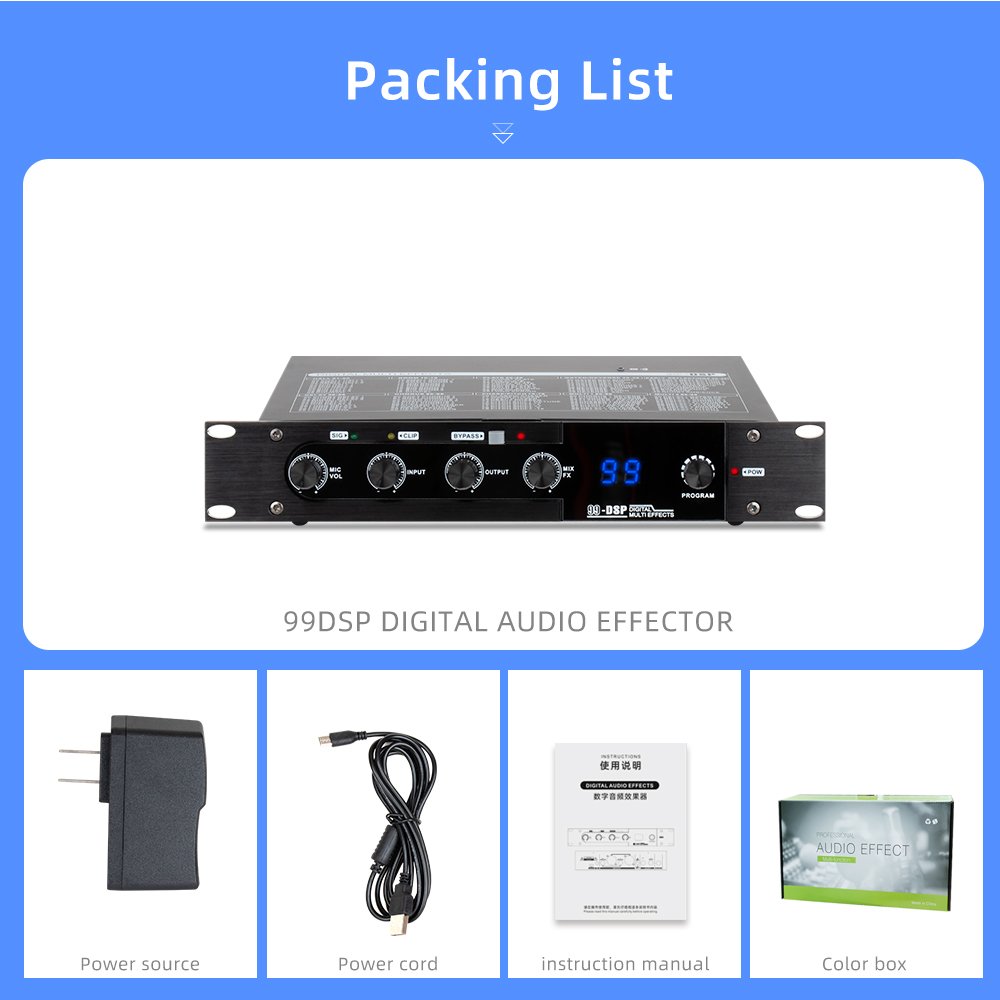 Professional Digital Audio Effector DSP99 Bluetooth Music Overdrive Reverb Analog Signal Device