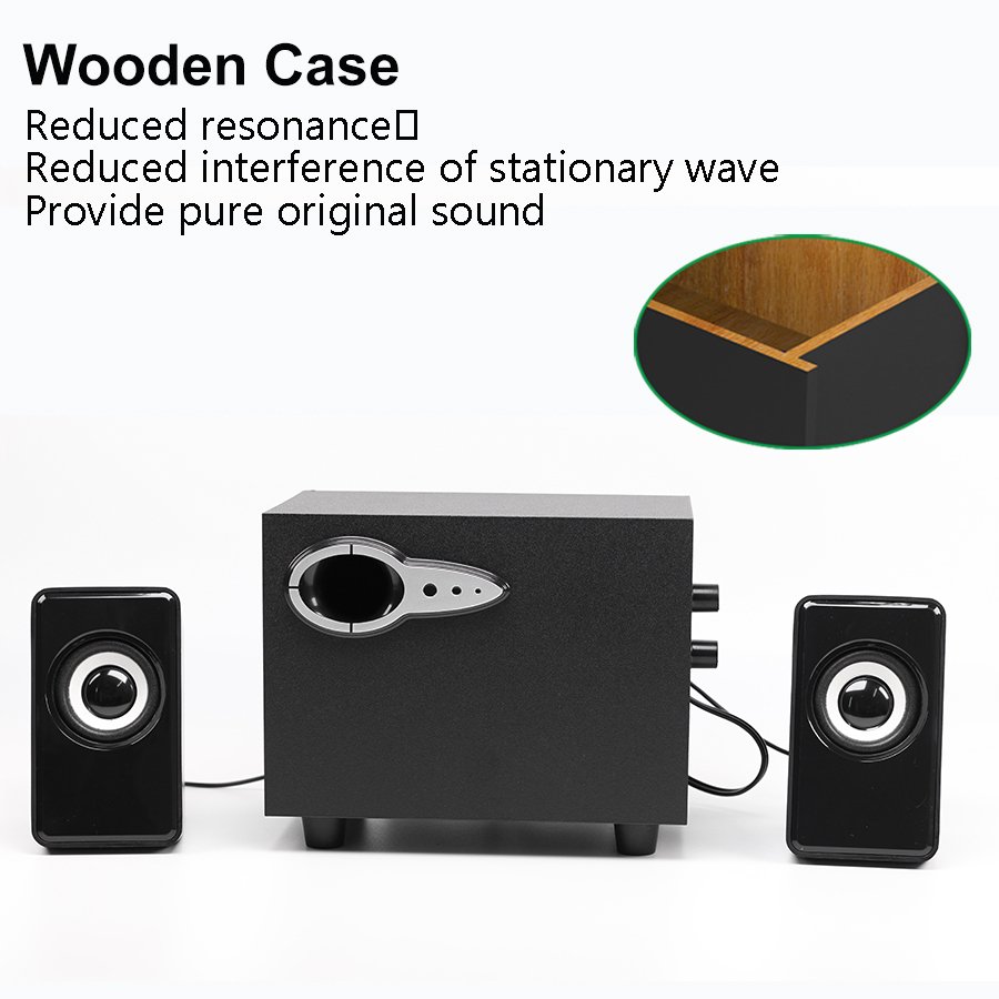 Mini 3 horns Wooden computer speaker Portable laptop HiFi audio amplifiers factory price