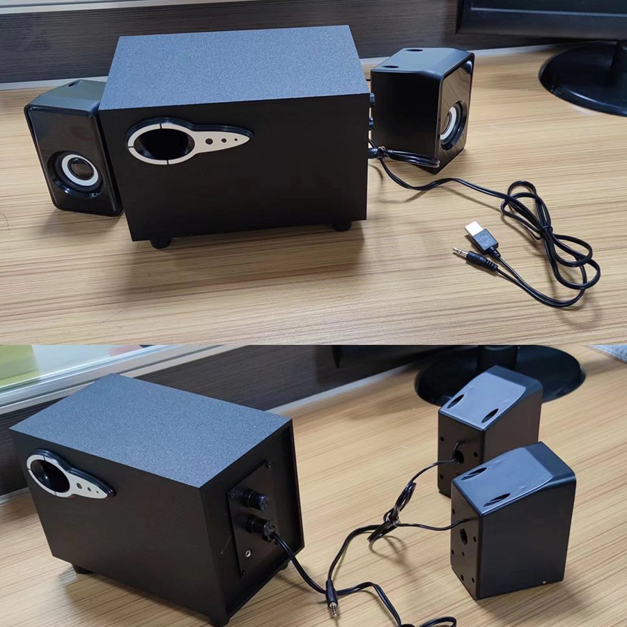 Mini 3 horns Wooden computer speaker Portable laptop HiFi audio amplifiers factory price
